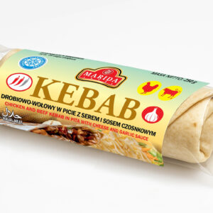 Kebab drobiowo-wołowy w picie z serem i sosem czosnkowym