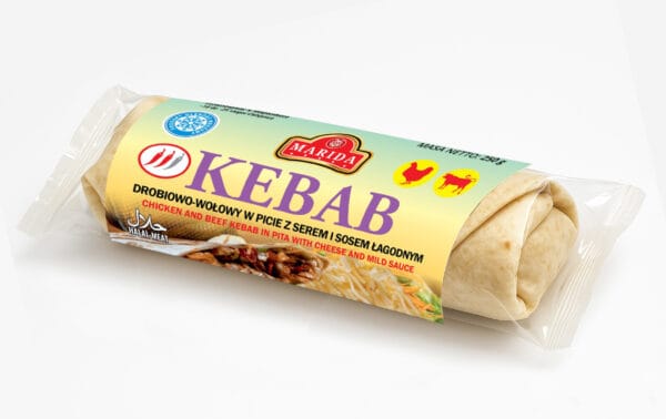 Kebab drobiowo-wołowy w picie z serem i sosem łagodnym