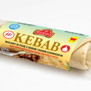 Kebab wołowy w picie z serem i sosem czosnkowym