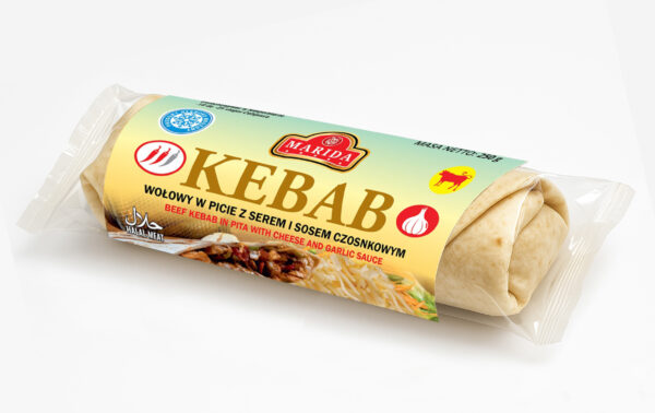 Kebab wołowy w picie z serem i sosem czosnkowym