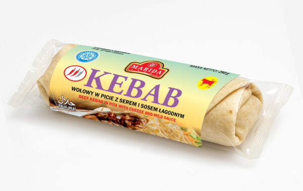Kebab wołowy w picie z serem i sosem łagodnym