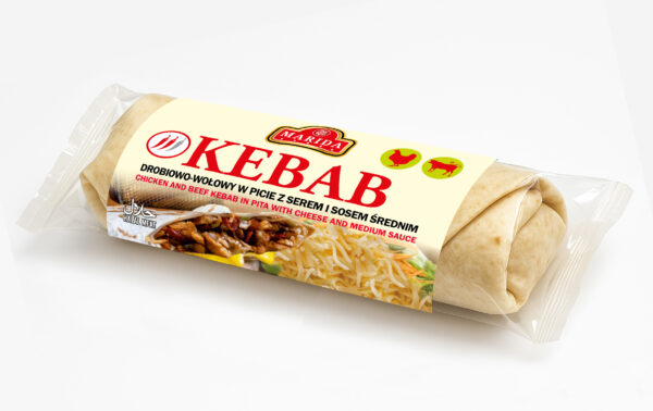 Kebab drobiowo-wołowy w picie z serem i sosem średnim
