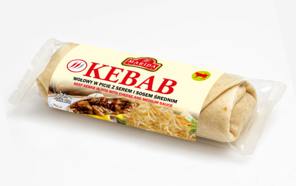 Kebab wołowy w picie z serem i sosem średnim