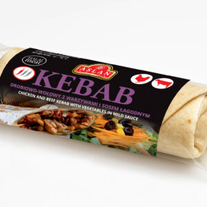 Kebab drobiowo-wołowy z warzywami i sosem łagodnym