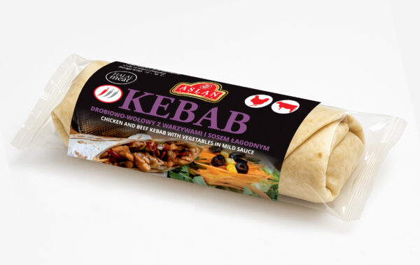 Kebab drobiowo-wołowy z warzywami i sosem łagodnym