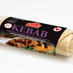 Kebab drobiowy z warzywami i sosem łagodnym